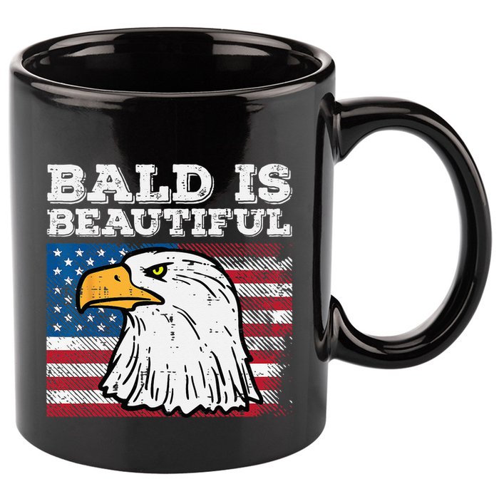 4th Of July Bald Is Beautiful Eagle Patriotic 11oz C Handle Ceramic Mug