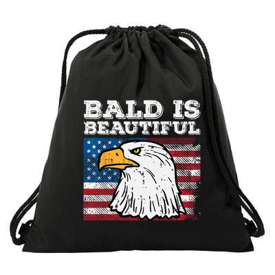 4th Of July Bald Is Beautiful Eagle Patriotic Drawstring Bag