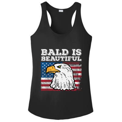 4th Of July Bald Is Beautiful Eagle Patriotic Ladies PosiCharge Competitor Racerback Tank