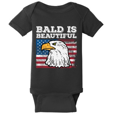 4th Of July Bald Is Beautiful Eagle Patriotic Baby Bodysuit
