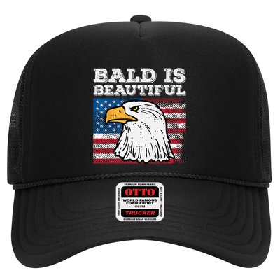 4th Of July Bald Is Beautiful Eagle Patriotic Trucker Hat