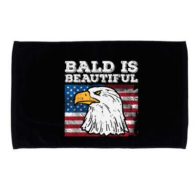 4th Of July Bald Is Beautiful Eagle Patriotic Microfiber Hand Towel