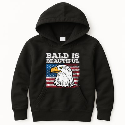 4th Of July Bald Is Beautiful Eagle Patriotic Kids Hoodie