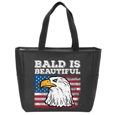 4th Of July Bald Is Beautiful Eagle Patriotic Zip Tote Bag