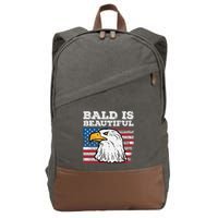 4th Of July Bald Is Beautiful Eagle Patriotic Cotton Canvas Backpack