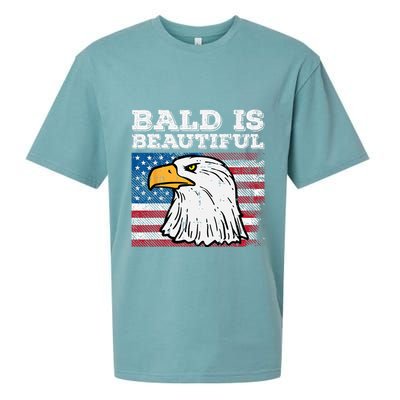 4th Of July Bald Is Beautiful Eagle Patriotic Sueded Cloud Jersey T-Shirt