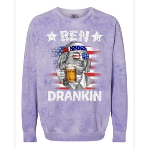 4th Of July Ben Drankin Ing Beer Benjamin Franklin Usa Gift Colorblast Crewneck Sweatshirt