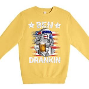 4th Of July Ben Drankin Ing Beer Benjamin Franklin Usa Gift Premium Crewneck Sweatshirt