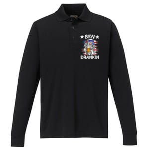 4th Of July Ben Drankin Ing Beer Benjamin Franklin Usa Gift Performance Long Sleeve Polo