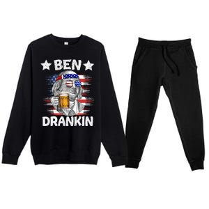 4th Of July Ben Drankin Ing Beer Benjamin Franklin Usa Gift Premium Crewneck Sweatsuit Set