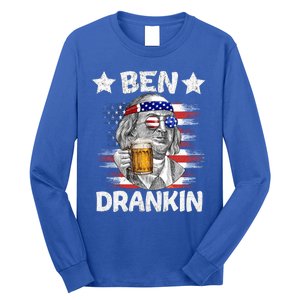 4th Of July Ben Drankin Ing Beer Benjamin Franklin Usa Gift Long Sleeve Shirt