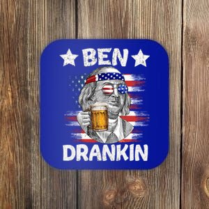 4th Of July Ben Drankin Ing Beer Benjamin Franklin Usa Gift Coaster