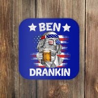 4th Of July Ben Drankin Ing Beer Benjamin Franklin Usa Gift Coaster