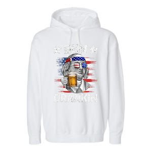 4th Of July Ben Drankin Ing Beer Benjamin Franklin Usa Gift Garment-Dyed Fleece Hoodie