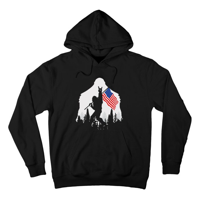 4th of July Bigfoot Sasquatch USA American Flag Hoodie