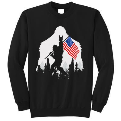 4th of July Bigfoot Sasquatch USA American Flag Sweatshirt