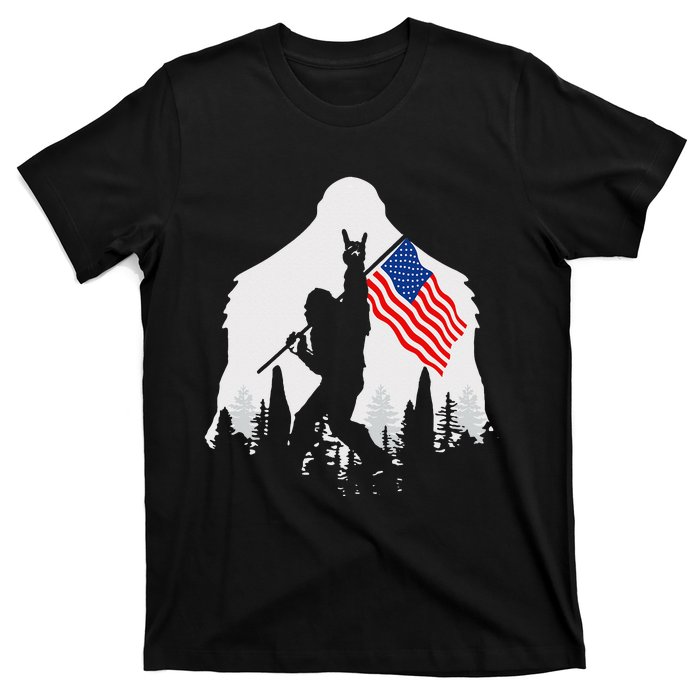 4th of July Bigfoot Sasquatch USA American Flag T-Shirt