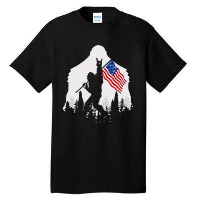 4th of July Bigfoot Sasquatch USA American Flag Tall T-Shirt