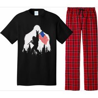 4th of July Bigfoot Sasquatch USA American Flag Pajama Set