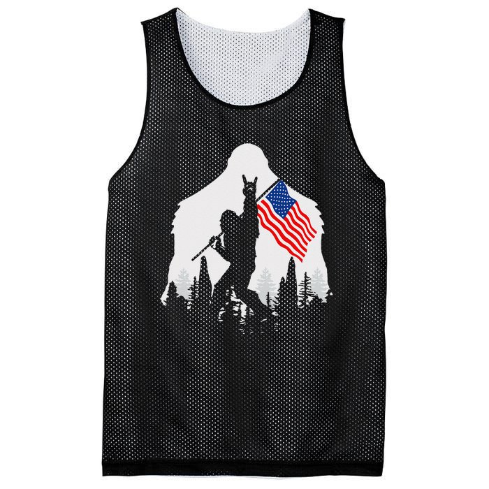 4th of July Bigfoot Sasquatch USA American Flag Mesh Reversible Basketball Jersey Tank