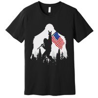 4th of July Bigfoot Sasquatch USA American Flag Premium T-Shirt