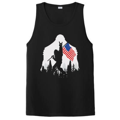 4th of July Bigfoot Sasquatch USA American Flag PosiCharge Competitor Tank