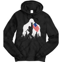 4th of July Bigfoot Sasquatch USA American Flag Tie Dye Hoodie