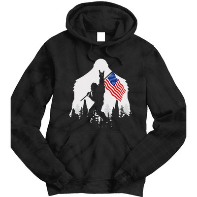 4th of July Bigfoot Sasquatch USA American Flag Tie Dye Hoodie