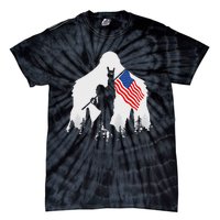 4th of July Bigfoot Sasquatch USA American Flag Tie-Dye T-Shirt