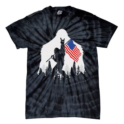 4th of July Bigfoot Sasquatch USA American Flag Tie-Dye T-Shirt