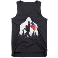 4th of July Bigfoot Sasquatch USA American Flag Tank Top