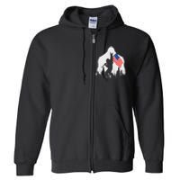 4th of July Bigfoot Sasquatch USA American Flag Full Zip Hoodie