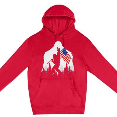 4th of July Bigfoot Sasquatch USA American Flag Premium Pullover Hoodie