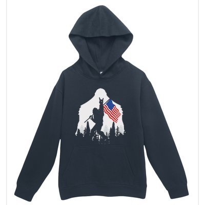 4th of July Bigfoot Sasquatch USA American Flag Urban Pullover Hoodie