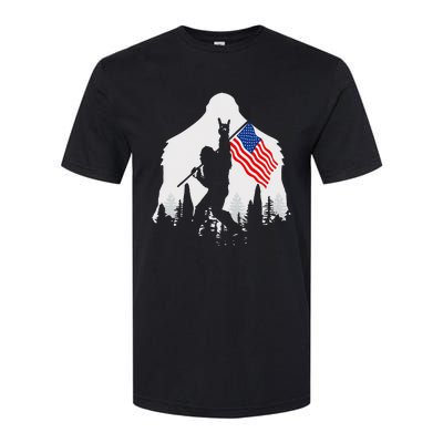 4th of July Bigfoot Sasquatch USA American Flag Softstyle CVC T-Shirt