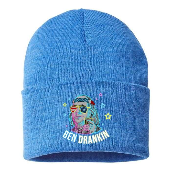 4th Of July Ben Drankin Ing Beer Benjamin Franklin Gift Sustainable Knit Beanie