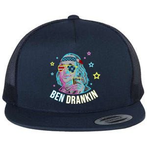 4th Of July Ben Drankin Ing Beer Benjamin Franklin Gift Flat Bill Trucker Hat