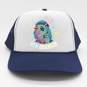 4th Of July Ben Drankin Ing Beer Benjamin Franklin Gift Trucker Hat