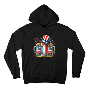 4th Of July For Beer American Flag Drinking Hoodie