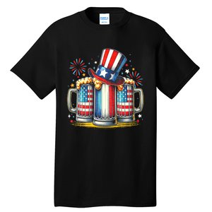 4th Of July For Beer American Flag Drinking Tall T-Shirt