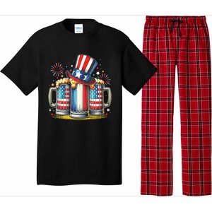 4th Of July For Beer American Flag Drinking Pajama Set