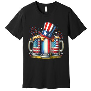 4th Of July For Beer American Flag Drinking Premium T-Shirt