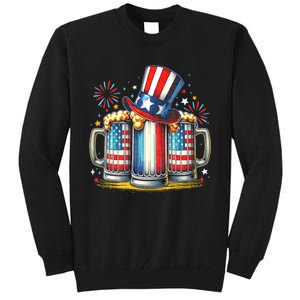 4th Of July For Beer American Flag Drinking Tall Sweatshirt