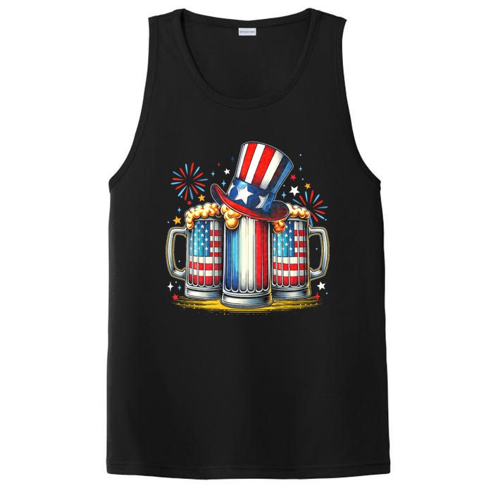 4th Of July For Beer American Flag Drinking PosiCharge Competitor Tank