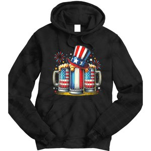 4th Of July For Beer American Flag Drinking Tie Dye Hoodie