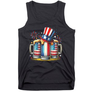 4th Of July For Beer American Flag Drinking Tank Top