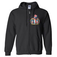 4th Of July For Beer American Flag Drinking Full Zip Hoodie