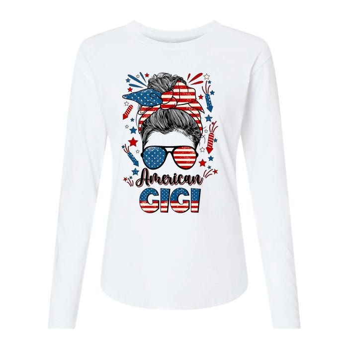 4th Of July Gigi Grandmother American Flag Gigi Grandma Womens Cotton Relaxed Long Sleeve T-Shirt