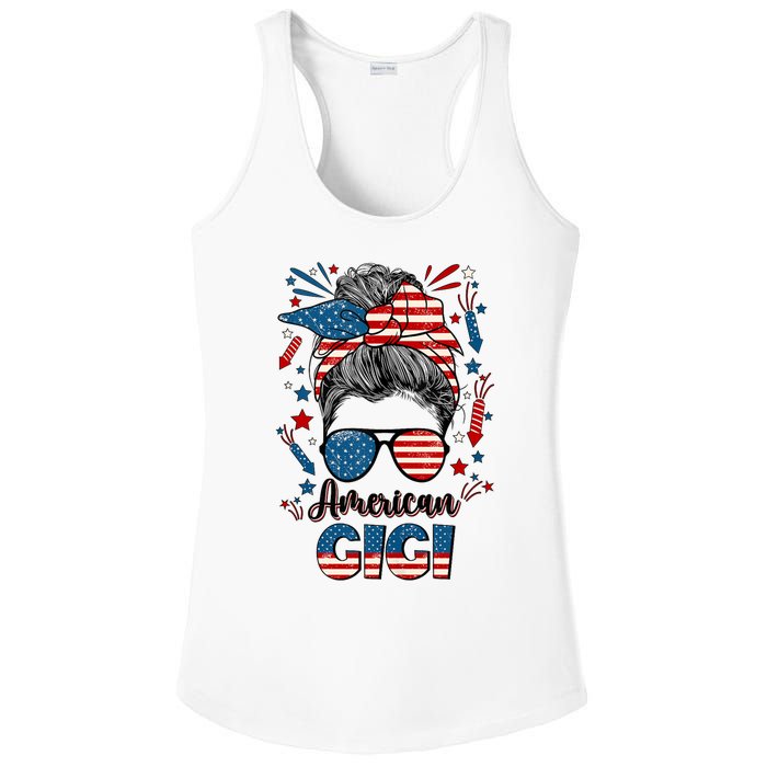 4th Of July Gigi Grandmother American Flag Gigi Grandma Ladies PosiCharge Competitor Racerback Tank