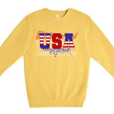 4th Of July Fun American Flag Usa Land That I Love Gift Meaningful Gift Premium Crewneck Sweatshirt